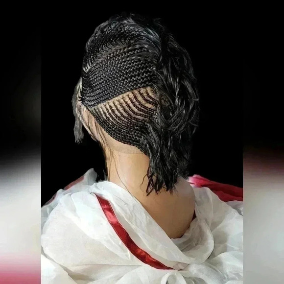 Luxurious Handmade Full Lace  braided Wig: Elegance in  Mohawk,  black  gorgeou - Picture 8 of 17